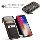 iPhone XR Case Coffee Detachable Multifunctional Folio Leather Cover with Card Slots and Zippered Wallet | Leather Apple iPhone XR Covers | Leather Apple iPhone XR Cases | iCoverLover