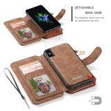 iPhone XS Max Case Brown Wild Horse Texture PU Leather Detachable Folio Case with Card Slots and Zippered Compartment | Leather Apple iPhone XS Max Cases | Leather Apple iPhone XS Max Covers | iCoverLover