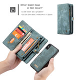 iPhone XS Max Case Blue Leather Multifunctional Case with 11 Card Slots, 1 Cash Slot, 1 Photo Display and Zipper Wallet | Leather Apple iPhone XS Max Cases | Leather Apple iPhone XS Max Covers | iCoverLover