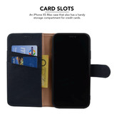 iPhone XS MAX Case Navy Fashion Cowhide Genuine Leather Wallet Cover with 2 Card Slots, 1 Cash Slot & Shockproof | Genuine Leather iPhone XS MAX Covers Cases | Genuine Leather iPhone XS MAX Covers