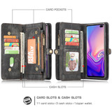 Samsung Galaxy S10+ Plus Case Black PU Leather Detachable Cover, 11 Card Slots, 2 Cash Pockets, 2 Photo Frames, Kickstand | Leather Samsung Galaxy S10+ Plus Covers | Leather Samsung Galaxy S10+ Plus Cases | iCoverLover