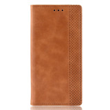 Samsung Galaxy S10 PLUS Case Brown Retro Texture PU Leather Folio Cover with Magnetic Buckle, Kickstand and Card Slots | Leather Samsung Galaxy S10 Plus Covers | Leather Samsung Galaxy S10 Plus Cases | iCoverLover