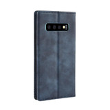 Samsung Galaxy S10 Case Blue Retro Texture PU Leather Folio Wallet Cover with Magnetic Buckle, Card Slots and Cash Slot | Leather Samsung Galaxy S10 Covers | Leather Samsung Galaxy S10 Cases | iCoverLover