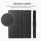 iPhone XS & X Case Black Real Top-grain Cow Leather Wallet Folio Case with 3 Card Slots, 1 Cash Compartment, Impact-proof, and Enhanced Grip | Genuine Leather iPhone XS & X Cases | Genuine Leather iPhone XS & X Covers