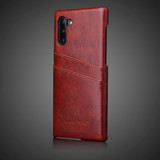 Samsung Galaxy Note 10 Case Brown Deluxe PU Leather Back Shell with 2 Card Slots, Slim and Lightweight Build & Shockproof | Leather Samsung Galaxy Note 10 Covers | Leather Samsung Galaxy Note 10 Cases | iCoverLover