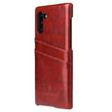 Samsung Galaxy Note 10 Case Brown Deluxe PU Leather Back Shell with 2 Card Slots, Slim and Lightweight Build & Shockproof | Leather Samsung Galaxy Note 10 Covers | Leather Samsung Galaxy Note 10 Cases | iCoverLover