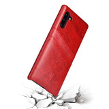 Samsung Galaxy Note 10 Case Red Deluxe PU Leather Back Shell with 2 Card Slots, Slim and Lightweight Build & Shockproof | Leather Samsung Galaxy Note 10 Covers | Leather Samsung Galaxy Note 10 Cases | iCoverLover