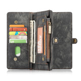 Detachable  Folio Leather Case , Card Slot & Holder & Zipper Wallet & Photo Frame for Galaxy Note 10, Black