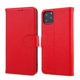 iPhone 11 Pro Max Case Red Fashion Cowhide Genuine Leather Wallet Cover with 2 Card Slots, 1 Cash Slot & Shockproof | Genuine Leather iPhone 11 Pro Max Covers Cases | Genuine Leather iPhone 11 Pro Max Covers