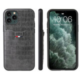 iPhone 11 Pro Case Crocodile Pattern PU Leather Card Slot Wallet Cover Gray