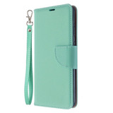 For Galaxy S20+ Plus Lychee Texture Pure Color Folio PU Leather Case with & Card Slots & Wallet & Lanyard Green | iCoverLover Australia