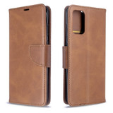 For Galaxy S20 Ultra Retro Lambskin Texture Pure Color Folio PU Leather Case with & Card Slots & Wallet & Lanyard Brown | iCoverLover Australia