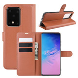 For Galaxy S20 Plus Lychee Texture Folio Protective Case with & Card Slots & Wallet Brown | iCoverLover Australia