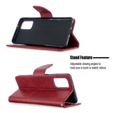 For Galaxy S20+ Plus Retro Lambskin Texture Pure Color Folio PU Leather Case with & Card Slots & Wallet & Lanyard Red | iCoverLover Australia