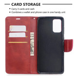 For Galaxy S20+ Plus Retro Lambskin Texture Pure Color Folio PU Leather Case with & Card Slots & Wallet & Lanyard Red | iCoverLover Australia