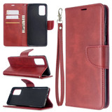 For Galaxy S20+ Plus Retro Lambskin Texture Pure Color Folio PU Leather Case with & Card Slots & Wallet & Lanyard Red | iCoverLover Australia