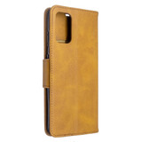 For Galaxy S20+ Plus Retro Lambskin Texture Pure Color Folio PU Leather Case with & Card Slots & Wallet & Lanyard Yellow | iCoverLover Australia