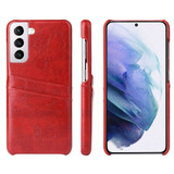 Samsung Galaxy S21 Ultra Case Deluxe Leather Protective Cover Red
