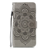 For Samsung Galaxy S20 Ultra Mandala Embossing Pattern Wallet Leather Case, Grey | iCoverLover Australia