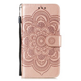 For Samsung Galaxy S20 Ultra Mandala Embossing Pattern Wallet Leather Case, Rose Gold | iCoverLover Australia