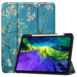 For iPad Pro 11in (2021,2020,2018) Painted TPU Holster Sleep Function & 3-Fold Bracket & Pen Slot, Apricot Blossom | iPad Pro 11in Cases | iCoverLover.com.au