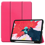For iPad Pro 11in (2021,2020,2018) Karst Pattern TPU Holster Sleep Function & 3-Fold Bracket & Pen Slot, Rose Red | iPad Pro 11in Cases | iCoverLover.com.au