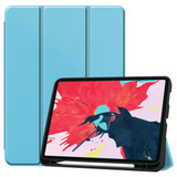 For iPad Pro 11in (2021,2020,2018) Karst Pattern TPU Holster Sleep Function & 3-Fold Bracket & Pen Slot, Sky Blue | iPad Pro 11in Cases | iCoverLover.com.au