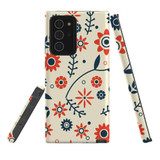For Samsung Galaxy Note 20 Ultra Case, Tough Protective Back Cover, Flowers Pattern orange blue | iCoverLover Australia