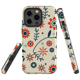 For iPhone 13 Pro Case, Protective Back Cover, Orange And Blue Flowers | Shielding Cases | iCoverLover.com.au