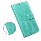 For iPhone 12, 12 mini, 12 Pro, 12 Pro Max Case, Dream Catcher PU Leather Wallet Cover, Stand, Lanyard, Green | iCoverLover Australia