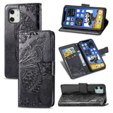 For iPhone 12, 12 mini, 12 Pro, 12 Pro Max Case, Butterfly PU Leather Wallet Cover, Lanyard & Stand, Black | iCoverLover Australia