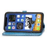 iPhone 12, 12 mini, 12 Pro, 12 Pro Max Case, Embossed Mandala Design PU Leather Wallet Cover, Stand, Lanyard, Blue | iCoverLover Australia