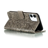 For iPhone 12, 12 mini, 12 Pro, 12 Pro Max Case, Floral Lace Pattern PU Leather Wallet Cover, Grey | iCoverLover Australia