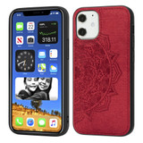 iPhone 12, 12 mini, 12 Pro, 12 Pro Max Case, Fabric Textured Mandala Print Back Cover, Magnetic Insert, Red | iCoverLover Australia