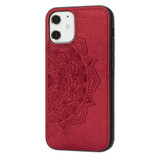 iPhone 12, 12 mini, 12 Pro, 12 Pro Max Case, Fabric Textured Mandala Print Back Cover, Magnetic Insert, Red | iCoverLover Australia
