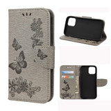 For iPhone 12, 12 mini, 12 Pro, 12 Pro Max Case, Vintage Butterflies Pattern PU Leather Wallet Cover, Stand, Grey | iCoverLover Australia