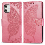 For iPhone 12, 12 mini, 12 Pro, 12 Pro Max Case, Butterfly PU Leather Wallet Cover, Lanyard & Stand, Pink | iCoverLover Australia