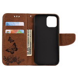 For iPhone 12, 12 mini, 12 Pro, 12 Pro Max Case, Vintage Butterflies Pattern PU Leather Wallet Cover, Stand, Brown | iCoverLover Australia