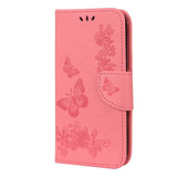 For iPhone 12, 12 mini, 12 Pro, 12 Pro Max Case, Vintage Butterflies Pattern PU Leather Wallet Cover, Stand, Pink | iCoverLover Australia