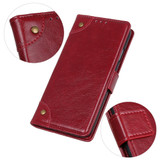 For iPhone 12 Pro Max,12 Pro/12, 12 mini Case, Retro PU Leather Wallet Cover, Copper Accents, Card Slots & Stand, Red Wine | iCoverLover.com.au