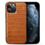 iPhone 12 Pro Max (6.7in) Case Genuine Leather Crocodile Texture Cover Brown