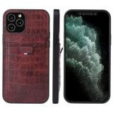 iPhone 12 Pro Max (6.7in) Case Crocodile Pattern PU Leather Card Slot Cover Brown