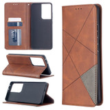 For Samsung Galaxy S21 Case Ultra Case Rhombus Texture Folio Magnetic PU Leather Cover, Wallet & Kickstand, Brown | iCoverLover.com.au | Phone Cases