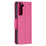 For Samsung Galaxy S21 Ultra/S21 Case, Lychee Texture Folio PU Leather Wallet Cover, Stand & Lanyard, Rose Red | iCoverLover.com.au | Phone Cases