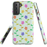 Samsung Galaxy S21 Case, Tough Protective Back Cover, Colourful Flowers | iCoverLover.com.au | Phone Cases