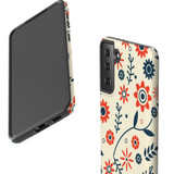 For Samsung Galaxy S23 Ultra, S23+ Plus, S23, S22 Ultra, S22+, S22, S21 Case, Protective Cover, Orange & Blue Flowers | Protective Cases | iCoverLover.com.au