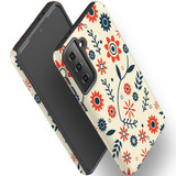 For Samsung Galaxy S23 Ultra, S23+ Plus, S23, S22 Ultra, S22+, S22, S21 Case, Protective Cover, Orange & Blue Flowers | Protective Cases | iCoverLover.com.au