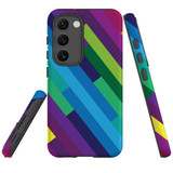 For Samsung Galaxy S23+ Plus Case Tough Protective Cover, Lined Rainbow | Shielding Cases | iCoverLover.com.au