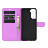 For Samsung Galaxy S21 Case Lychee Folio Protective PU Leather Wallet Cover, Purple | iCoverLover.com.au | Phone Cases