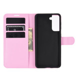 For Samsung Galaxy S21 Case Lychee Folio Protective PU Leather Wallet Cover, Pink | iCoverLover.com.au | Phone Cases